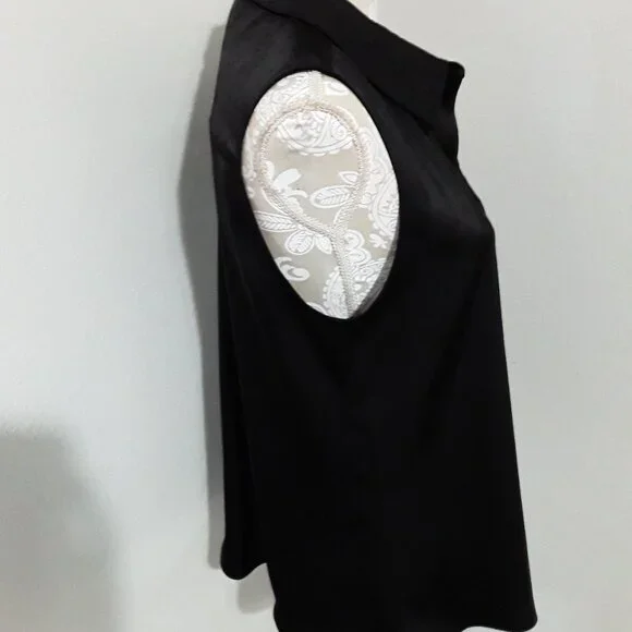 Karl Lagerfeld lovely dark black sleeveless button down top size M - Picture 5 of 10